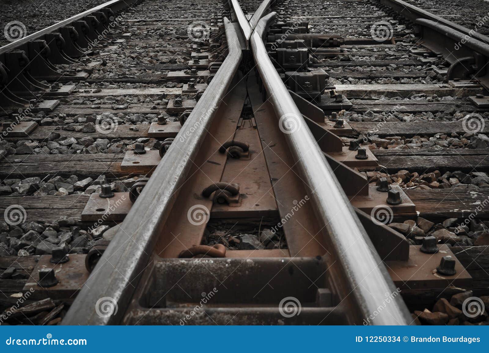 Railroad Tracks Going in Different Directions Stock Photo Image of