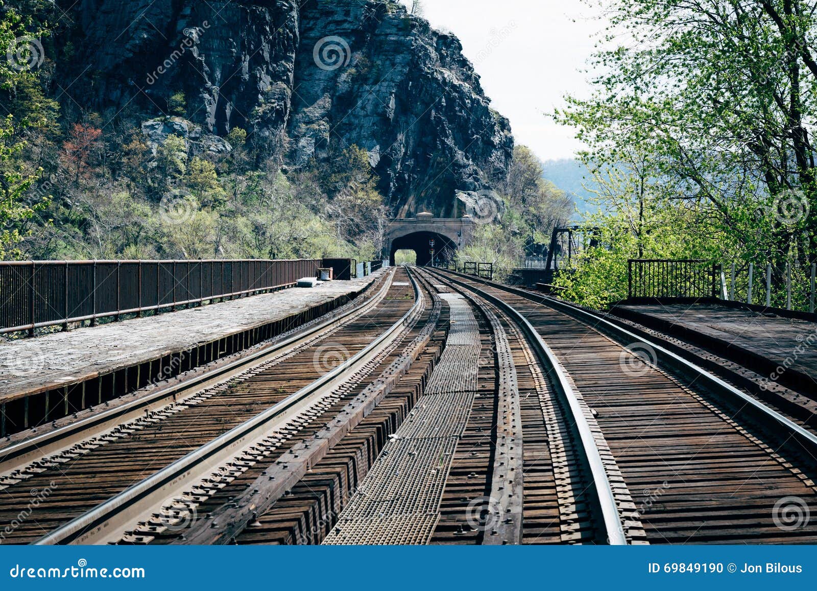 Railroad Tracks in Harpers Ferry, West Virginia. Stock Photo Image of