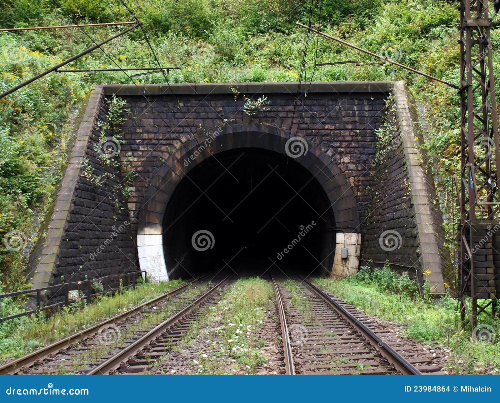 Railroad tunnel stock photo. Image of rails, light, transportation