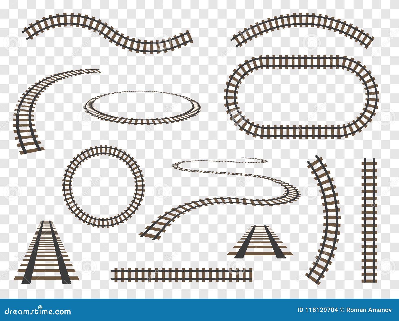 rails set .  railways on transparent background.