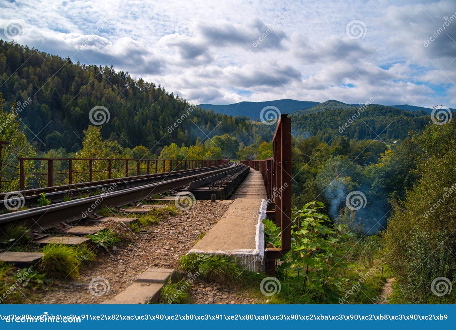 Railway Bridge High in the Mountains in a Beautiful Mountain Area, Green  Forest Blue Sky, Mountain Landscape, Wallpaper, Stock Image - Image of  panorama, travel: 208699981