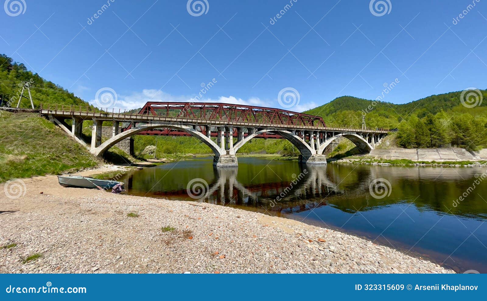 railway bridge over one of many rivers coming into baykal