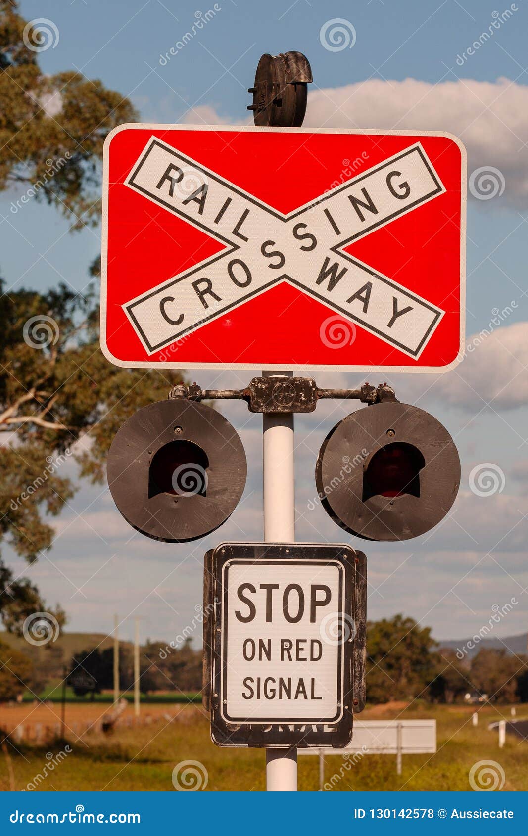 Railway Crossing 4 Australian Signs Found Along The Road Stock Photo Image Of Object Paint