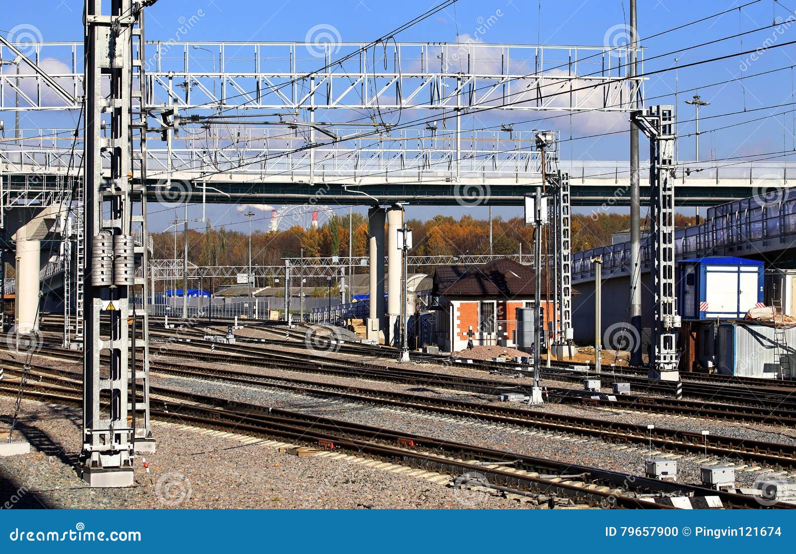 Railway of electric trains stock photo. Image of railway 79657900