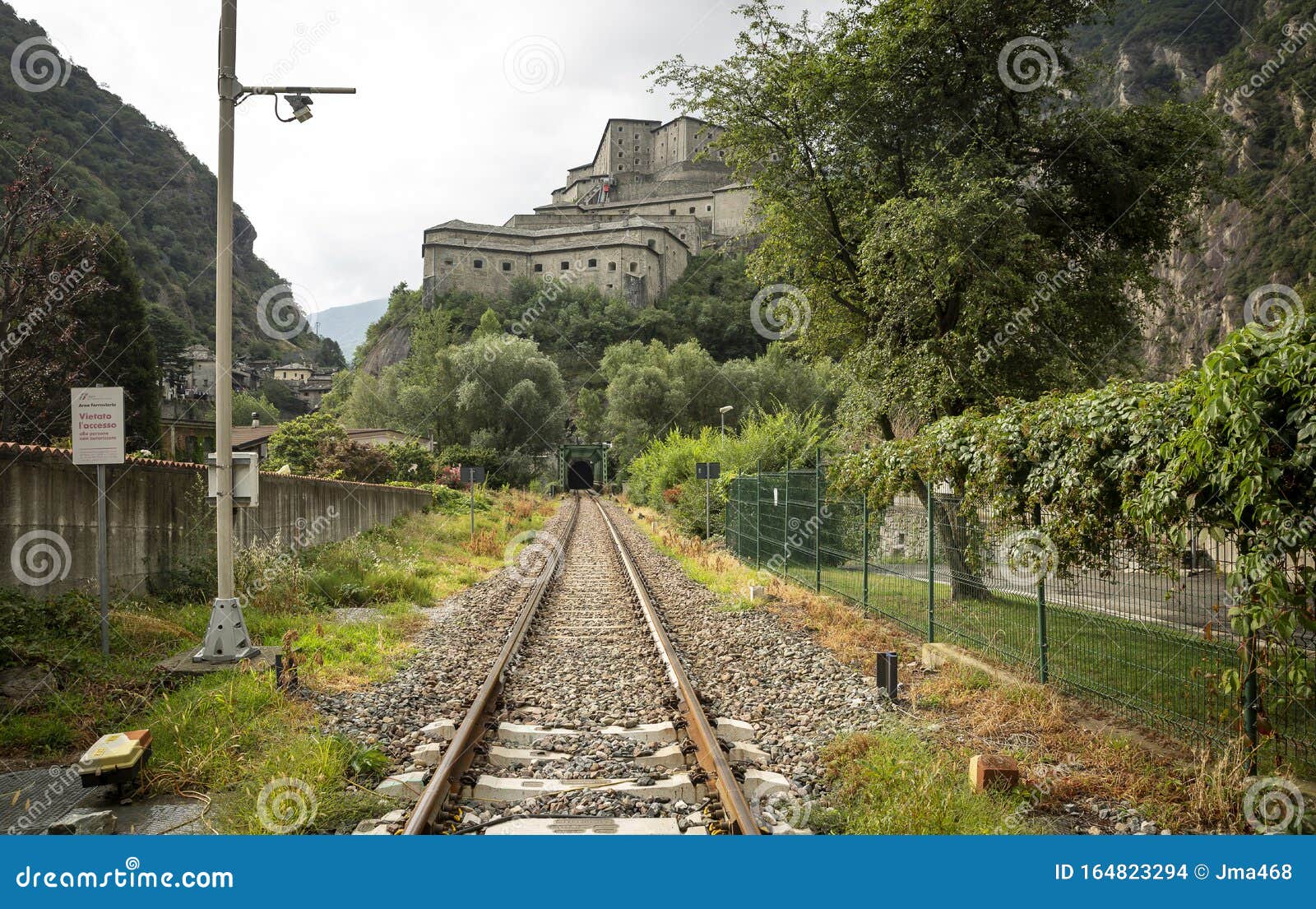railway in hone town and a view of the bard fortress