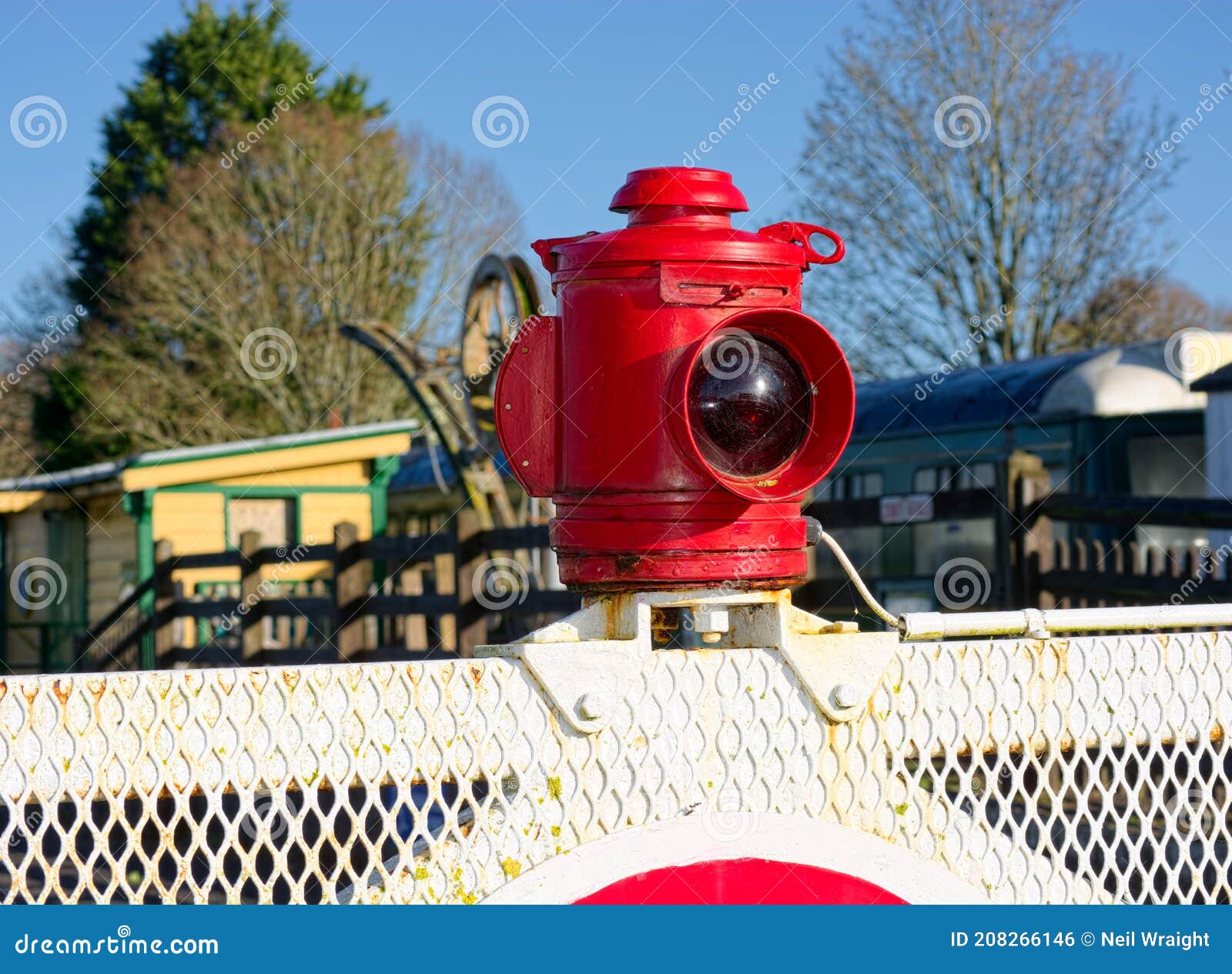 Railway Level Crossing Gate With Red Vintage Warning Lamp Stock Photo Image Of Crossing Signal Railway Level Crossing Gate With Red Vintage Warning Lamp Stock Photo Image Of Crossing Signal