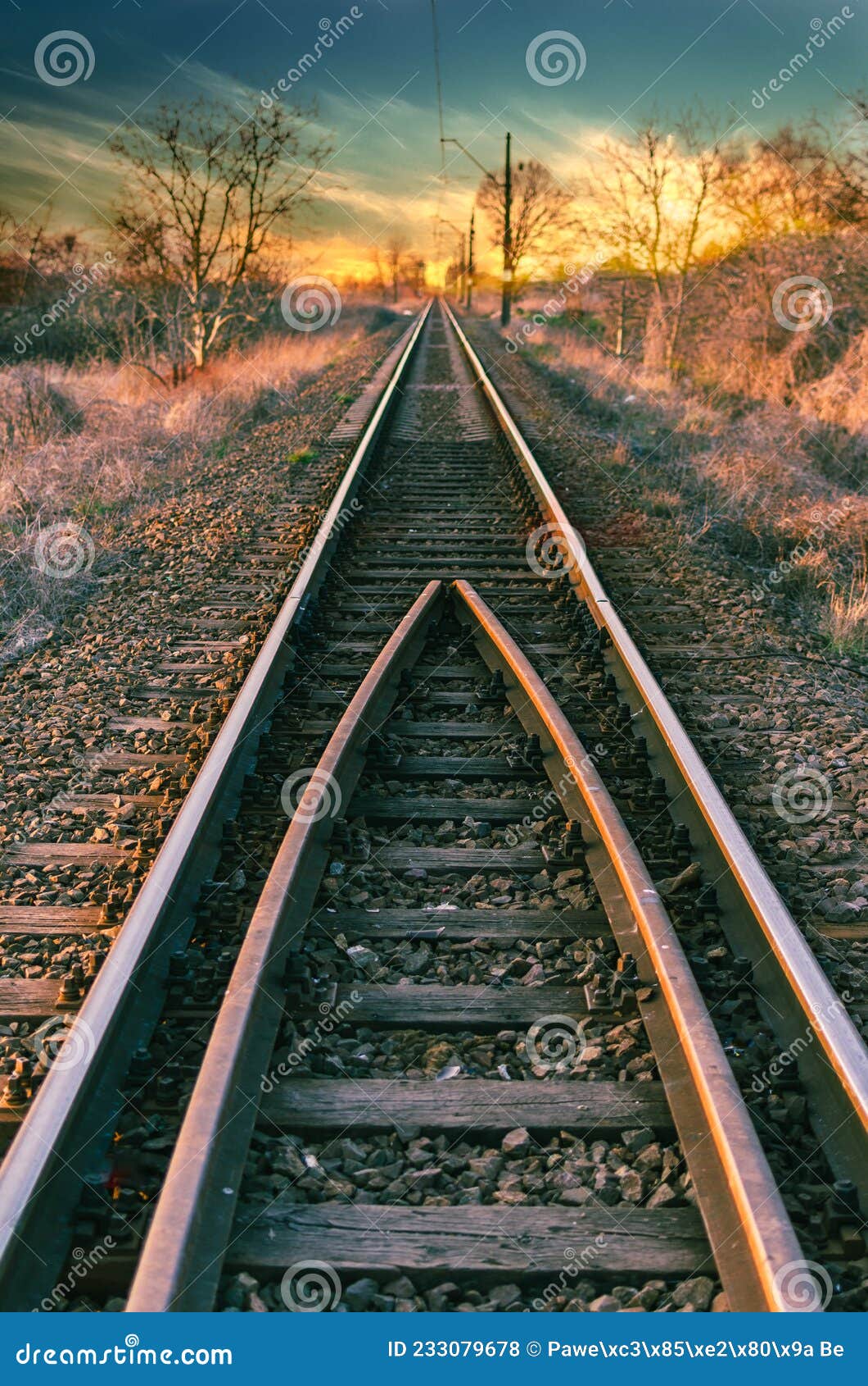 Railway Line Straight To the Beautiful Sunset Stock Photo - Image of travel, perspective: 233079678 Railway Line Straight To the Beautiful Sunset Stock Photo - Image of travel, perspective: 233079678