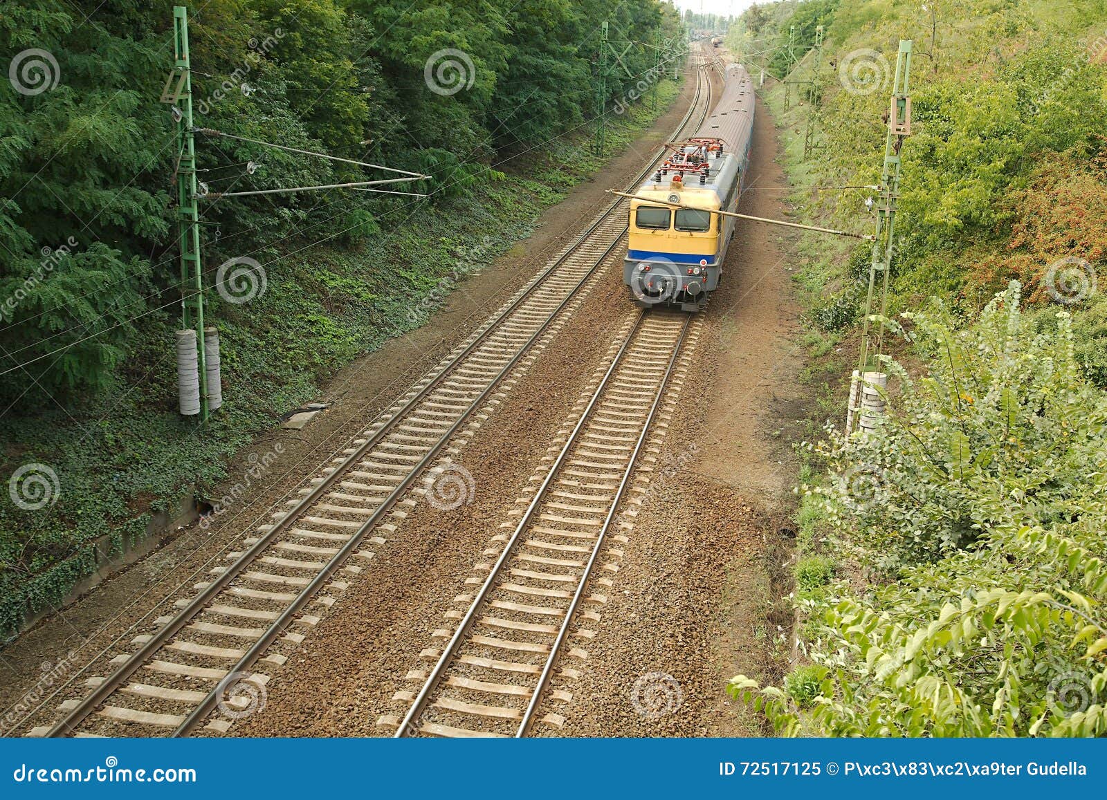 Railway line with train stock image. Image of carriage 72517125