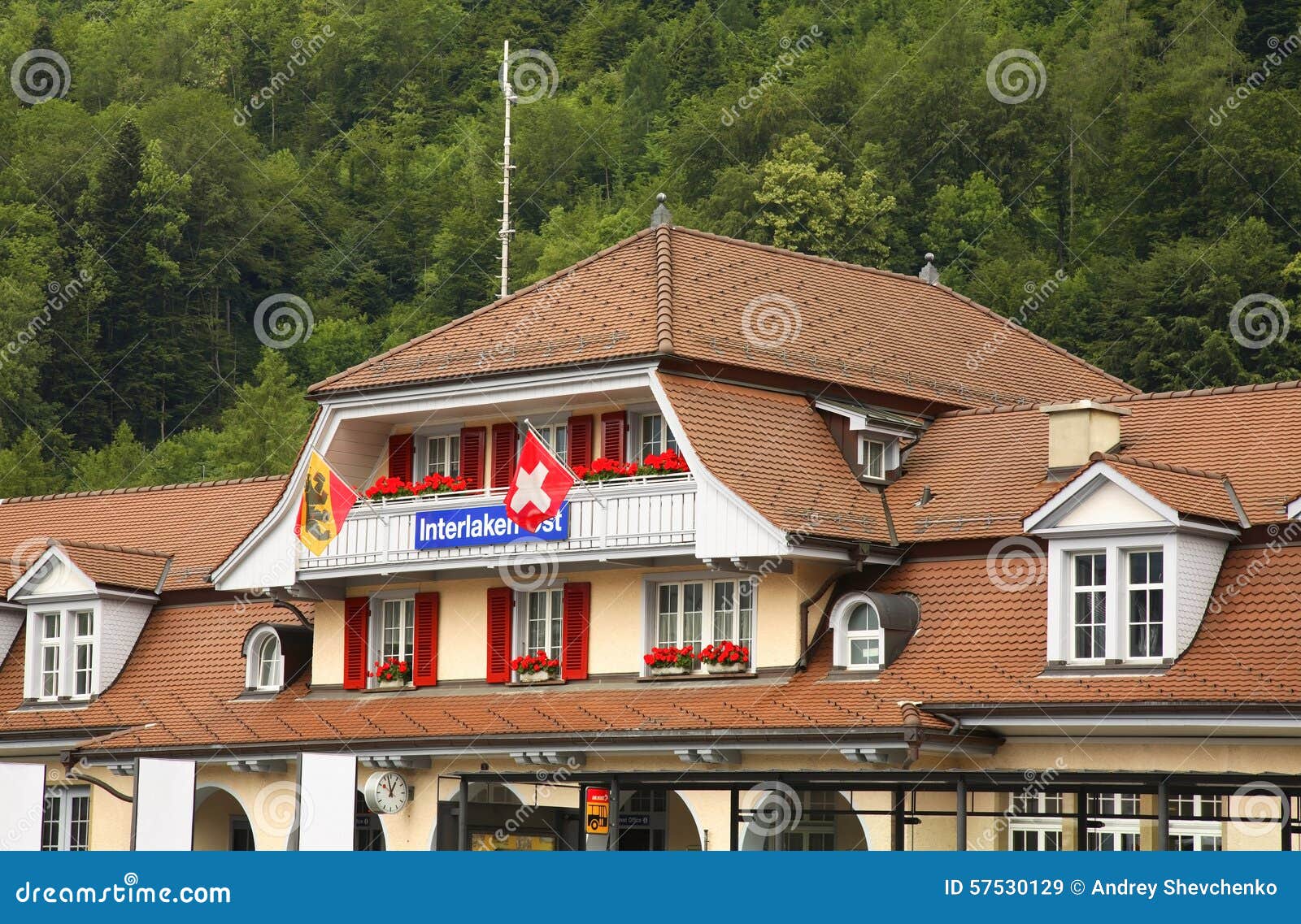 Railway Station in Interlaken. Switzerland Editorial Stock Image
