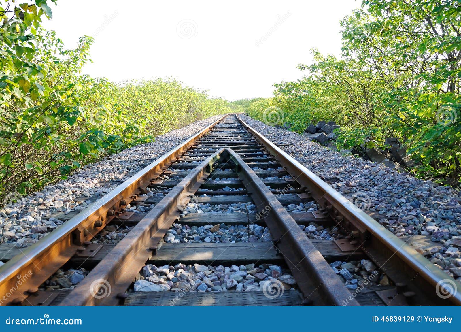 Railway track stock image. Image of track, green, road 46839129