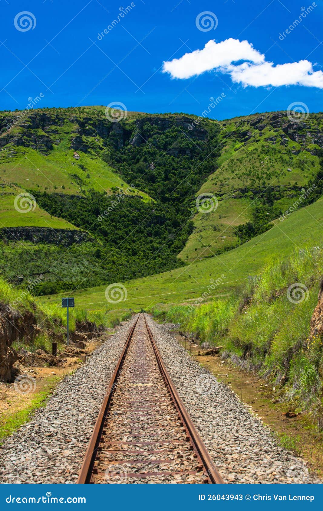 Railway Track Straight Mountains Stock Image Image of mountain