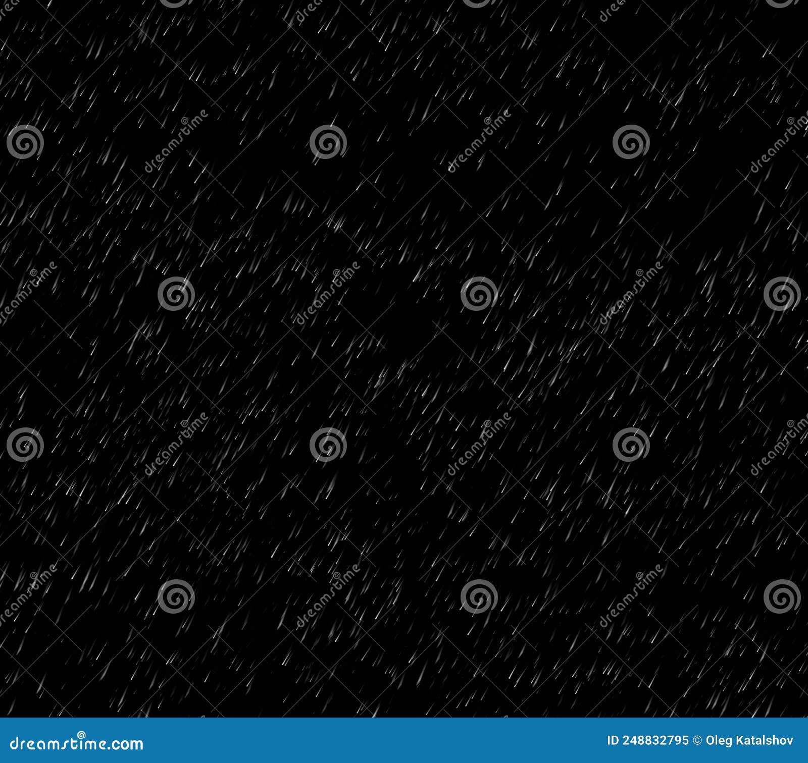 Rain on a Black Background. the Effect of Rain Overlay. Stock