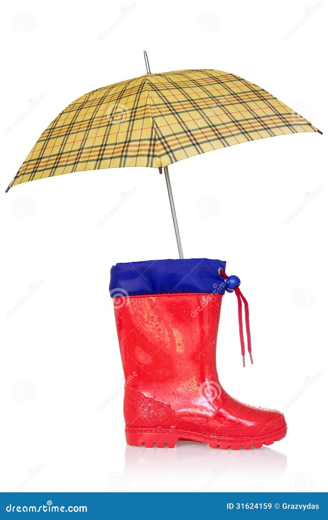 Rain Boot and a Yellow Umbrella Stock Image Image of protection