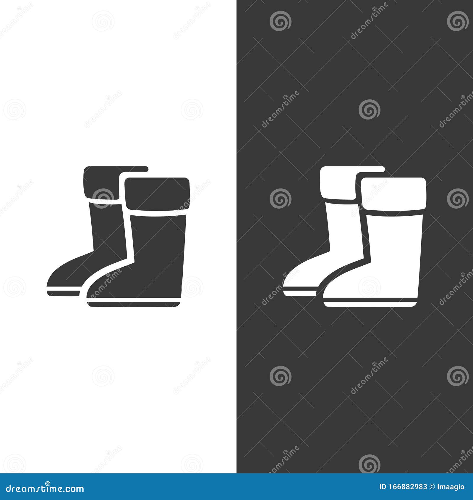 Rain Boots. Icon on Black and White Background. Winter Footwear Vector ...