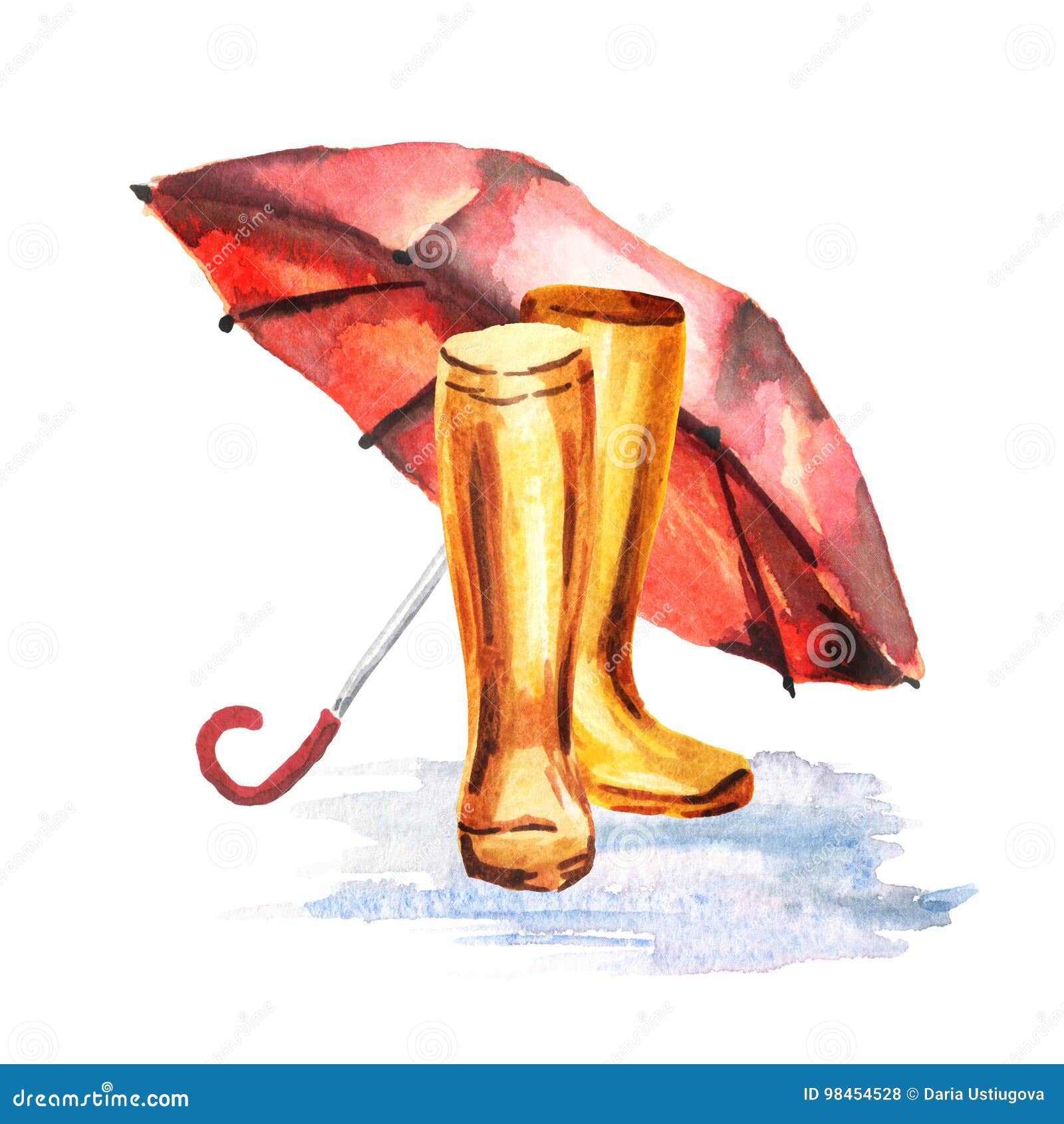 Rain boots and umbrella stock illustration. Illustration of pair 98454528