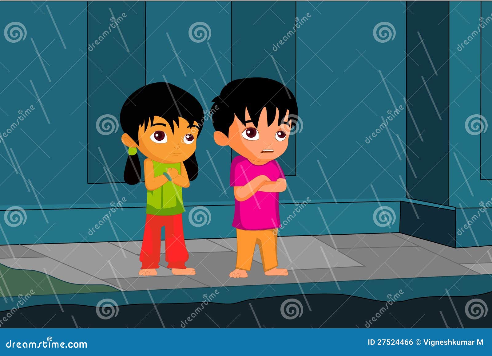 Rain and children stock illustration. Illustration of nature 27524466