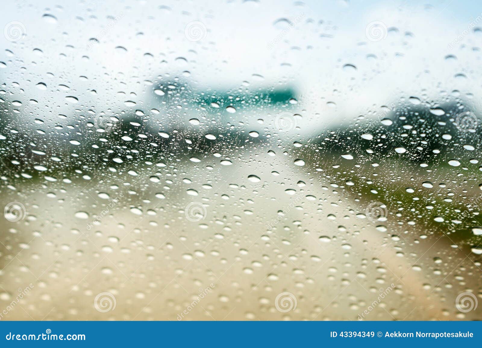 Rain Droplets on Car Windshield, Blocked Traffic Stock Image Image of