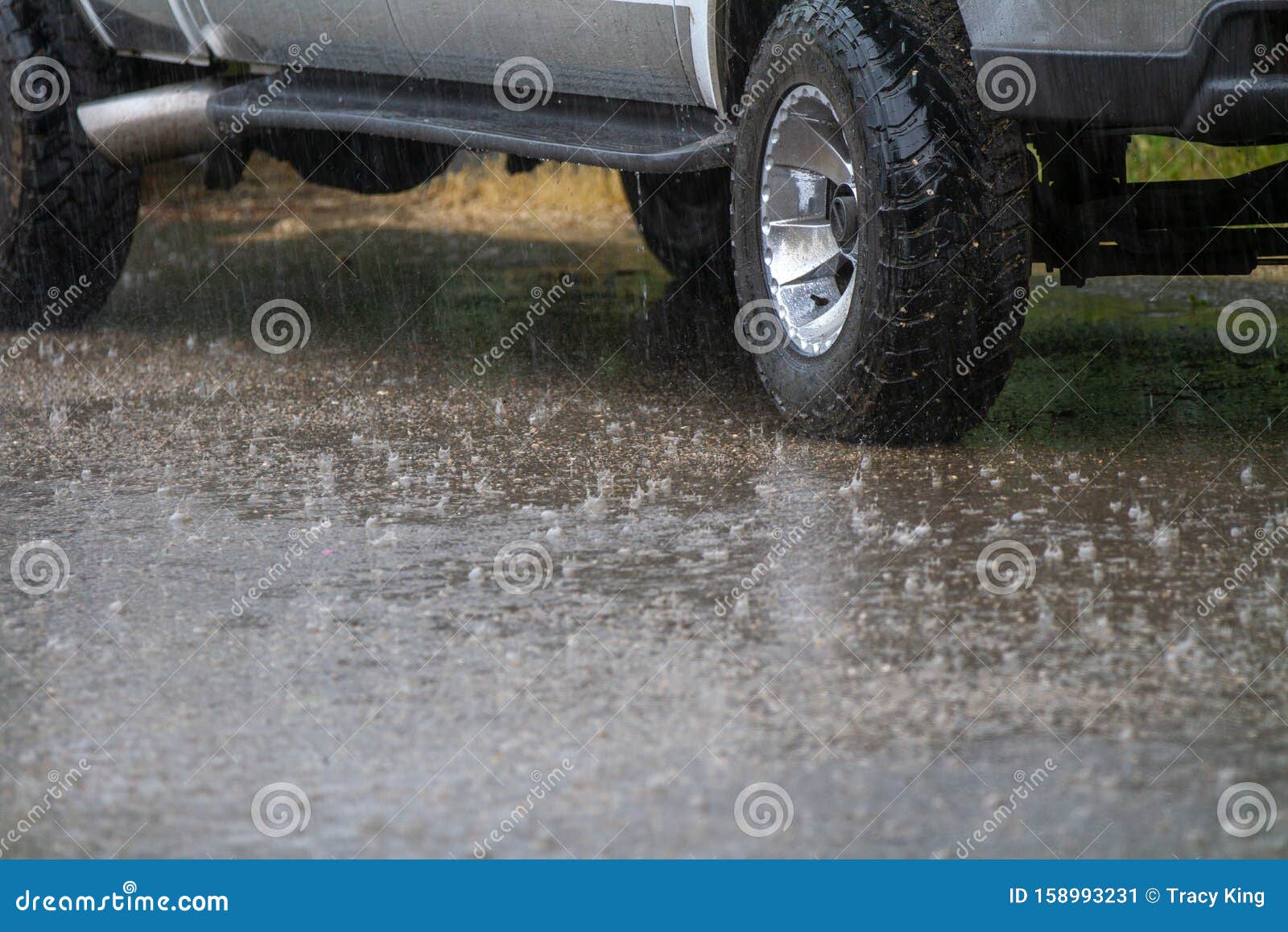 Rain Drops Falling Around a Parked Truck Stock Image Image of fast