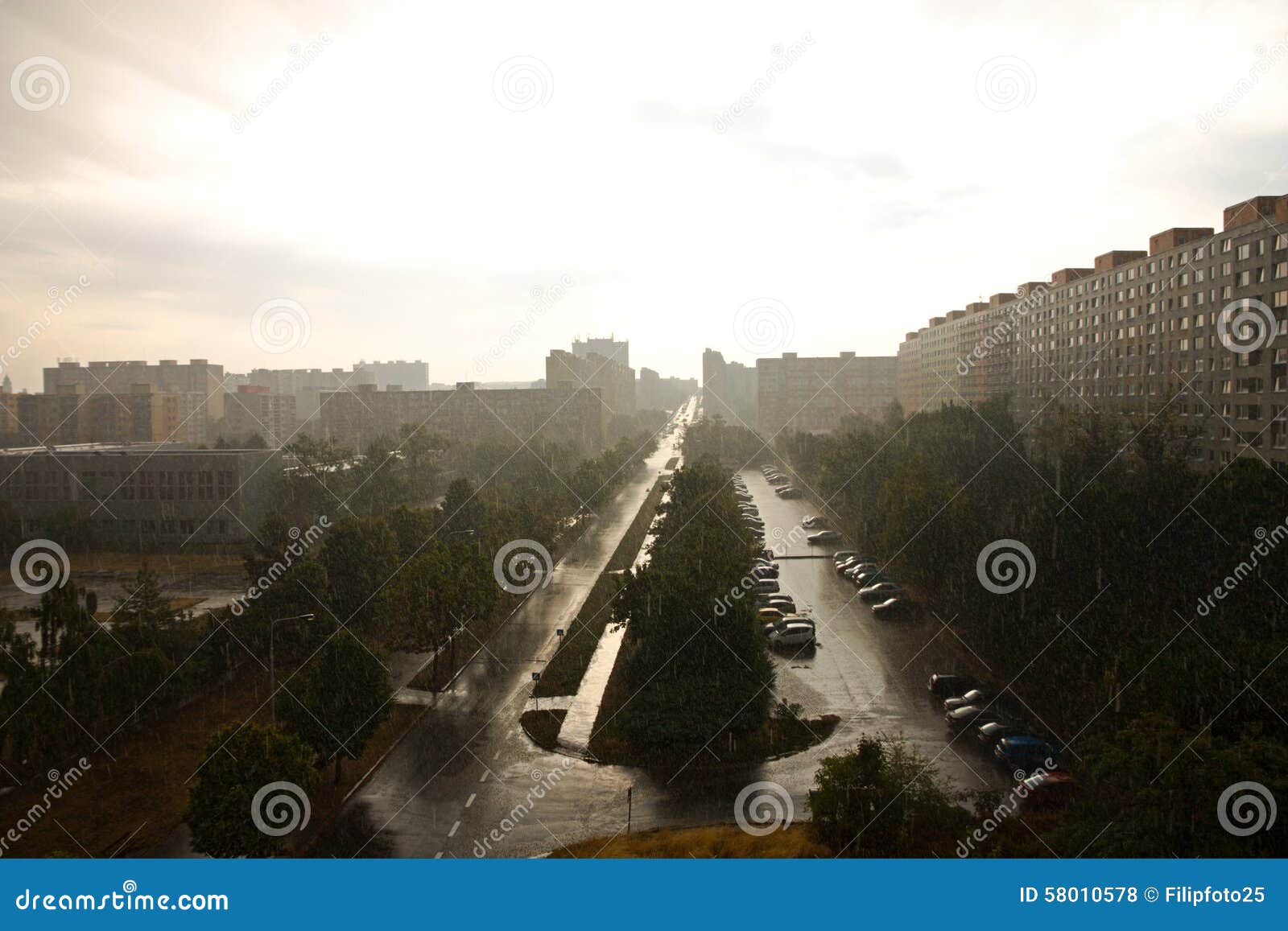 Rain on the estate stock photo. Image of company, evening 58010578