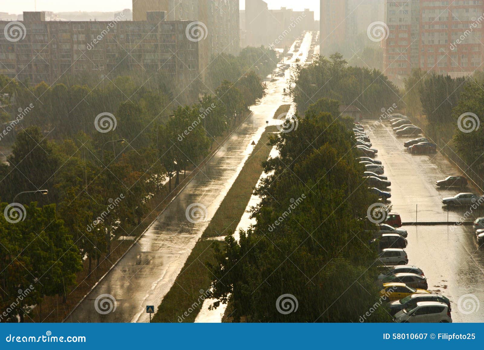 Rain on the estate stock image. Image of business, construction 58010607