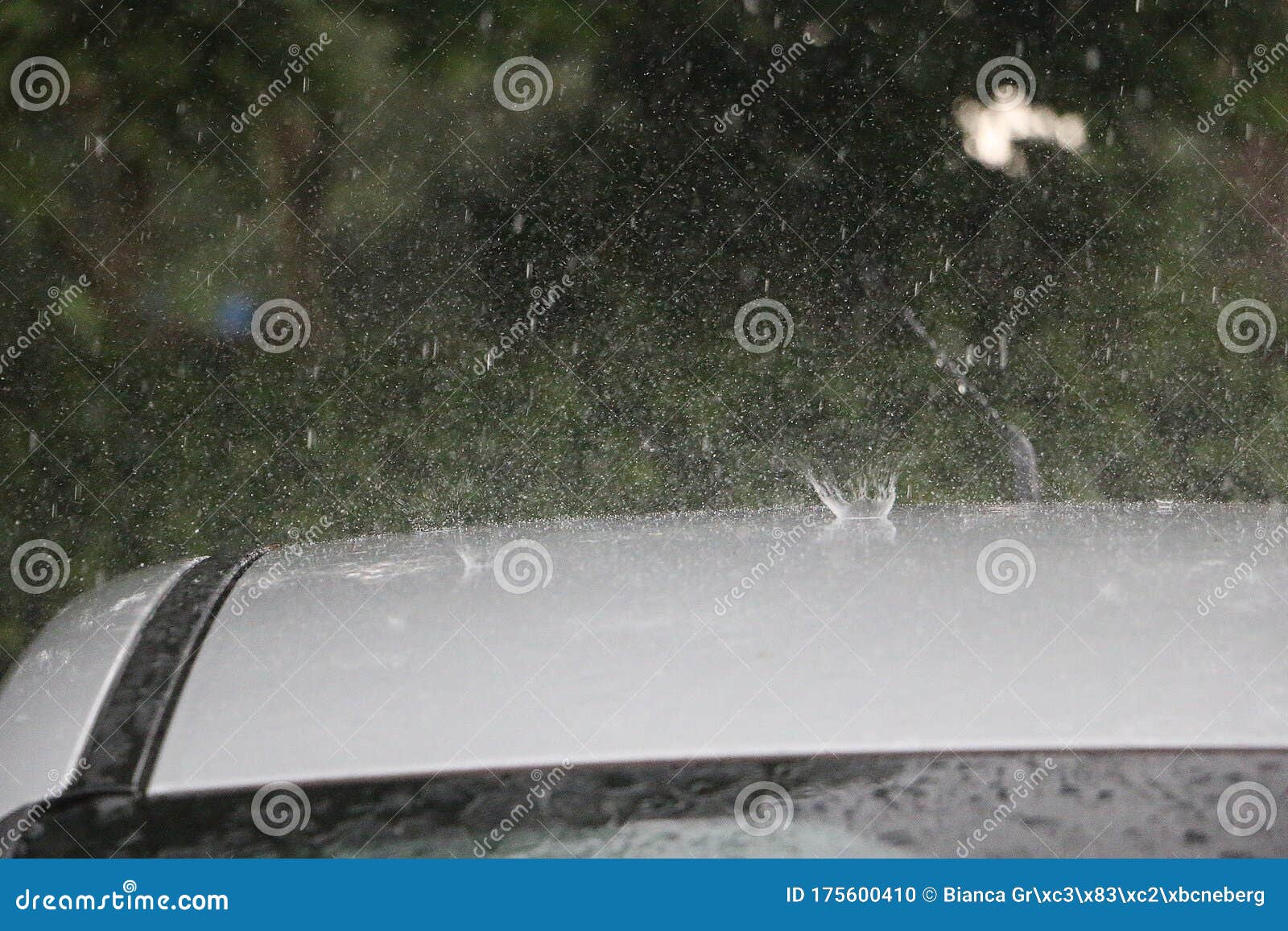 Rain is Falling on a Roof from the Car Stock Photo Image of pattern