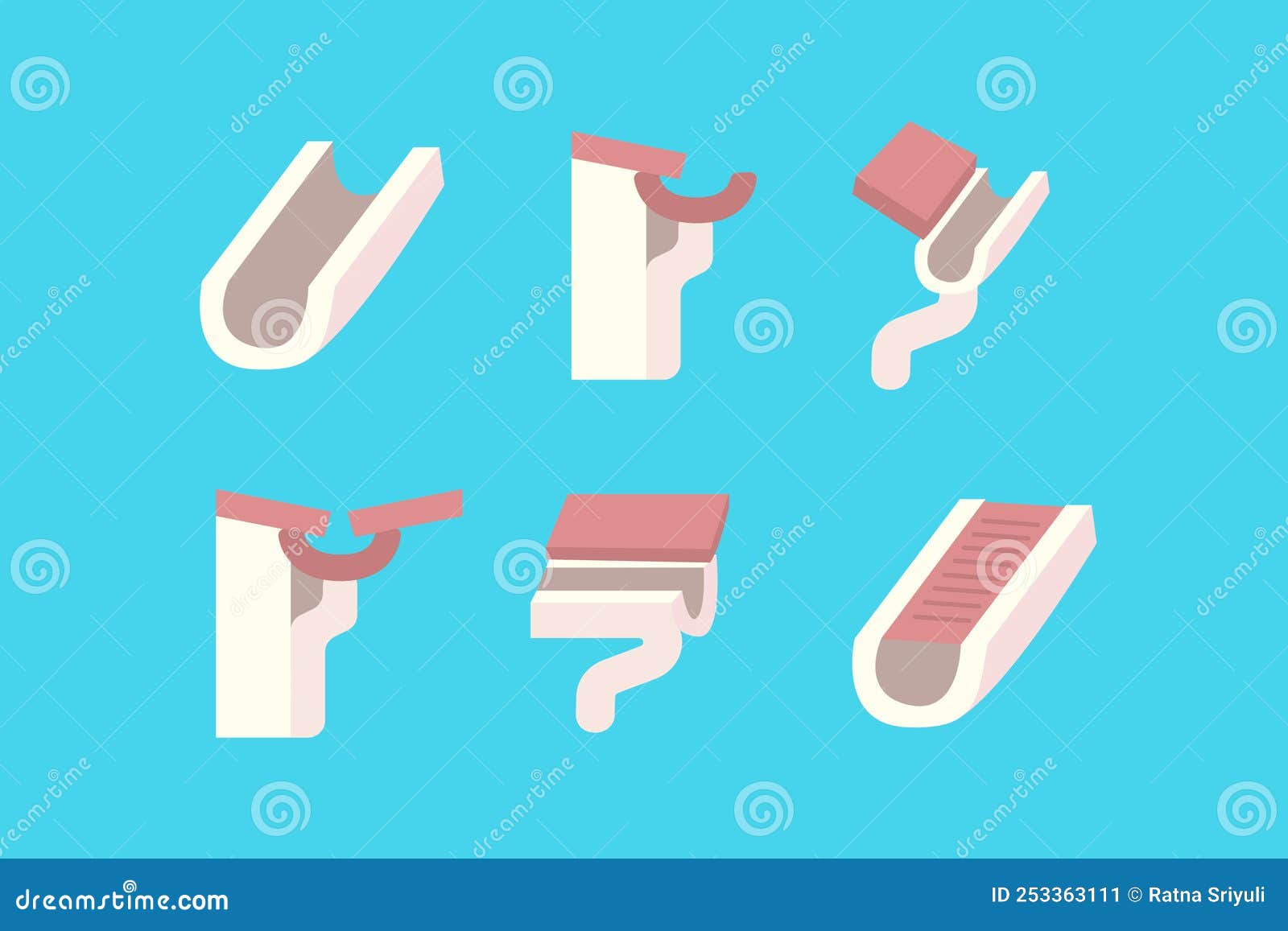 Rain Gutter Design Vector Flat Isolated Illustration Stock Vector