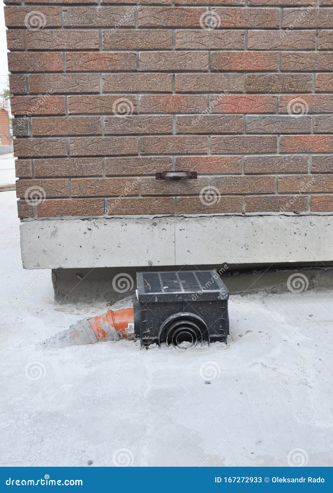 Rain Gutter Downspout Pipe Installation with House Drain Under