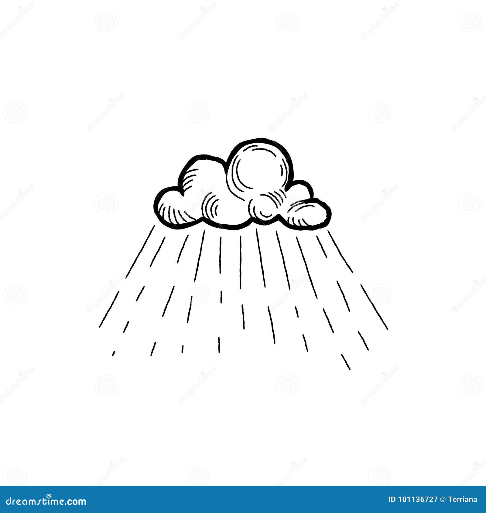 Rain Icon. Hand Drawn Cloud with Rain Droplets. Weather Label Stock ...