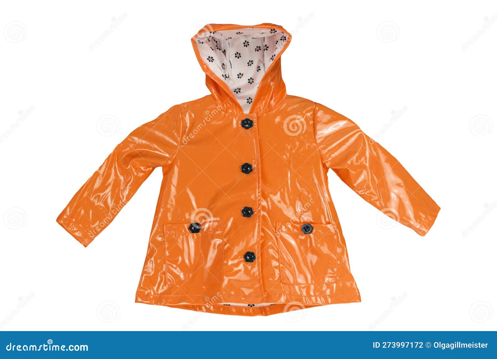 Rain Jacket. Close-up of a Elegant Orange Rain Jacket Isolated on a ...