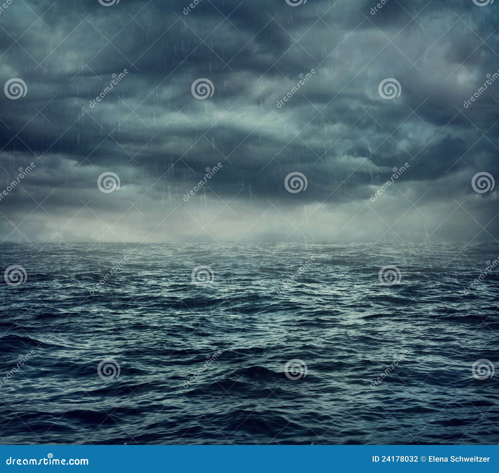 rain over the stormy sea