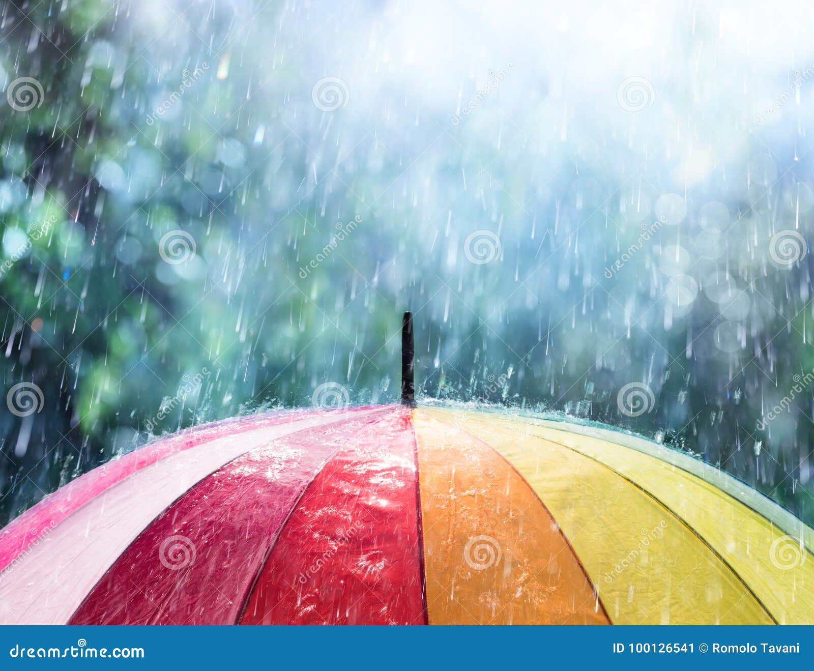 rain on rainbow umbrella