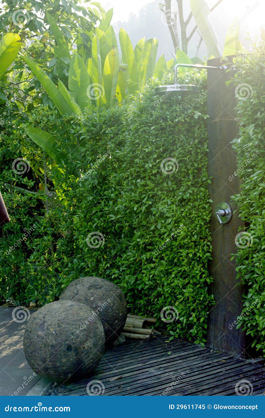 Tropical Rain Shower Open Bathroom Stock Image Image of concepts