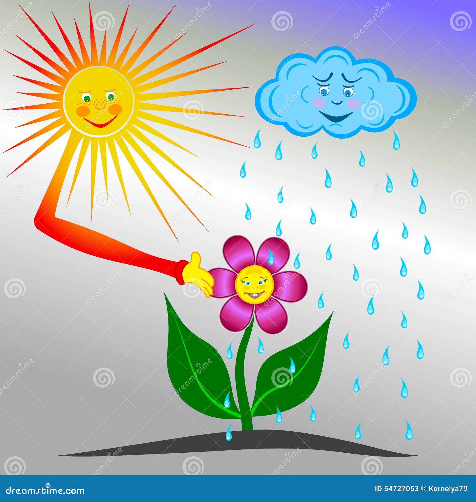 Rain+sun=flower иллюстрация вектора. иллюстрации насчитывающей 54727053