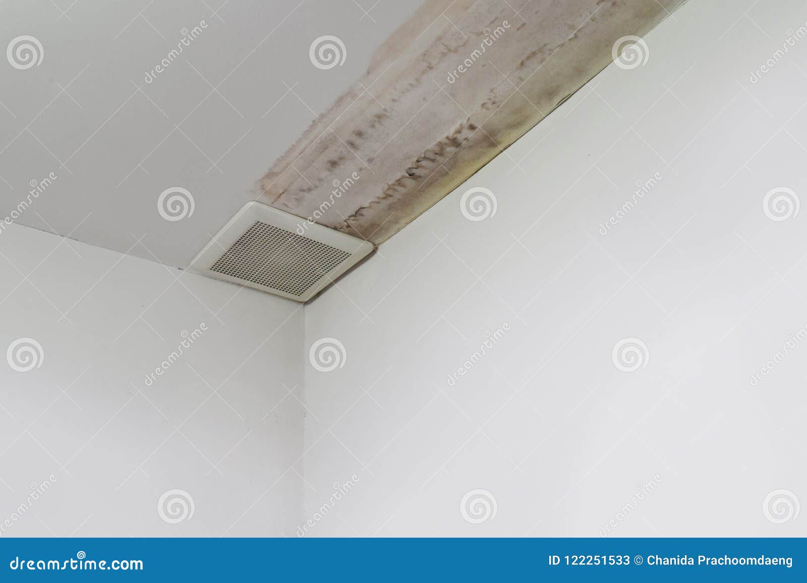 Rain Water Leaks On The Ceiling Causing Damage Tiles And Gypsum