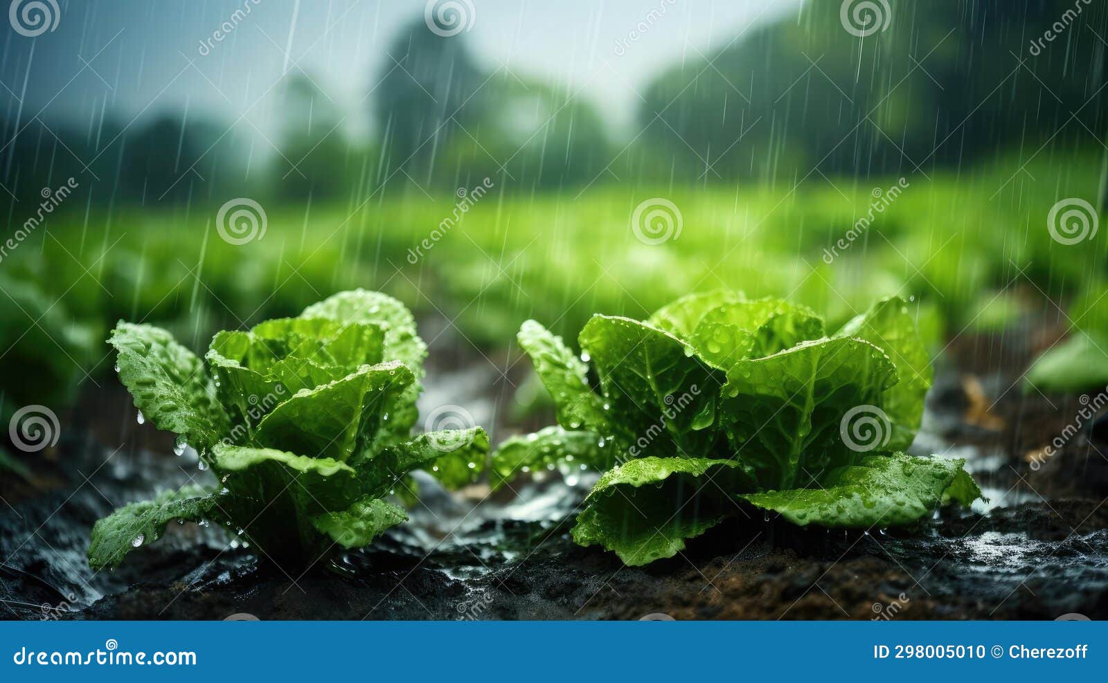 Rain Watering Plants in Farmer S Field Stock Photo Image of water