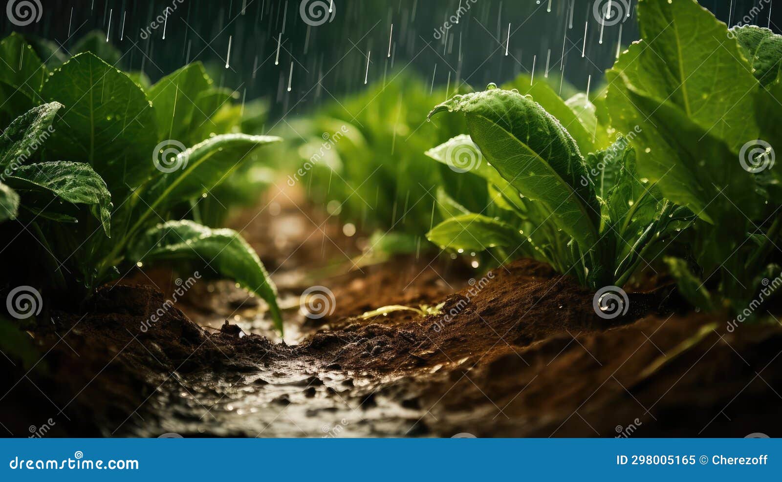 Rain Watering Plants in Farmer S Field Stock Image Image of irrigate