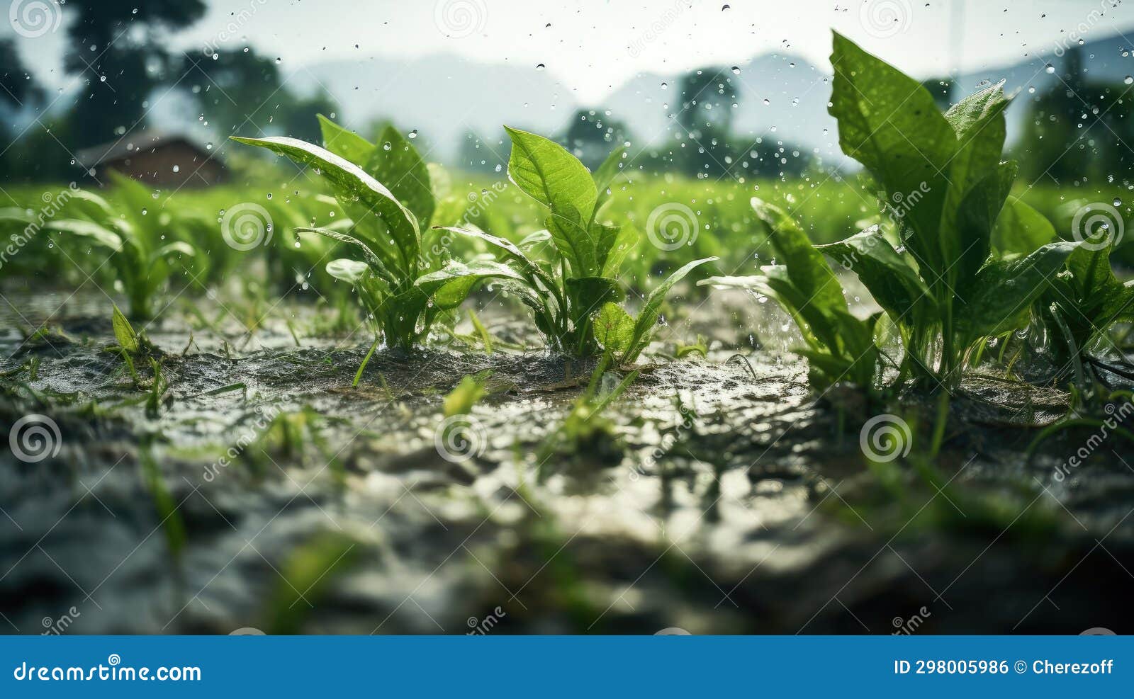Rain Watering Plants in Farmer S Field Stock Photo Image of thirsty