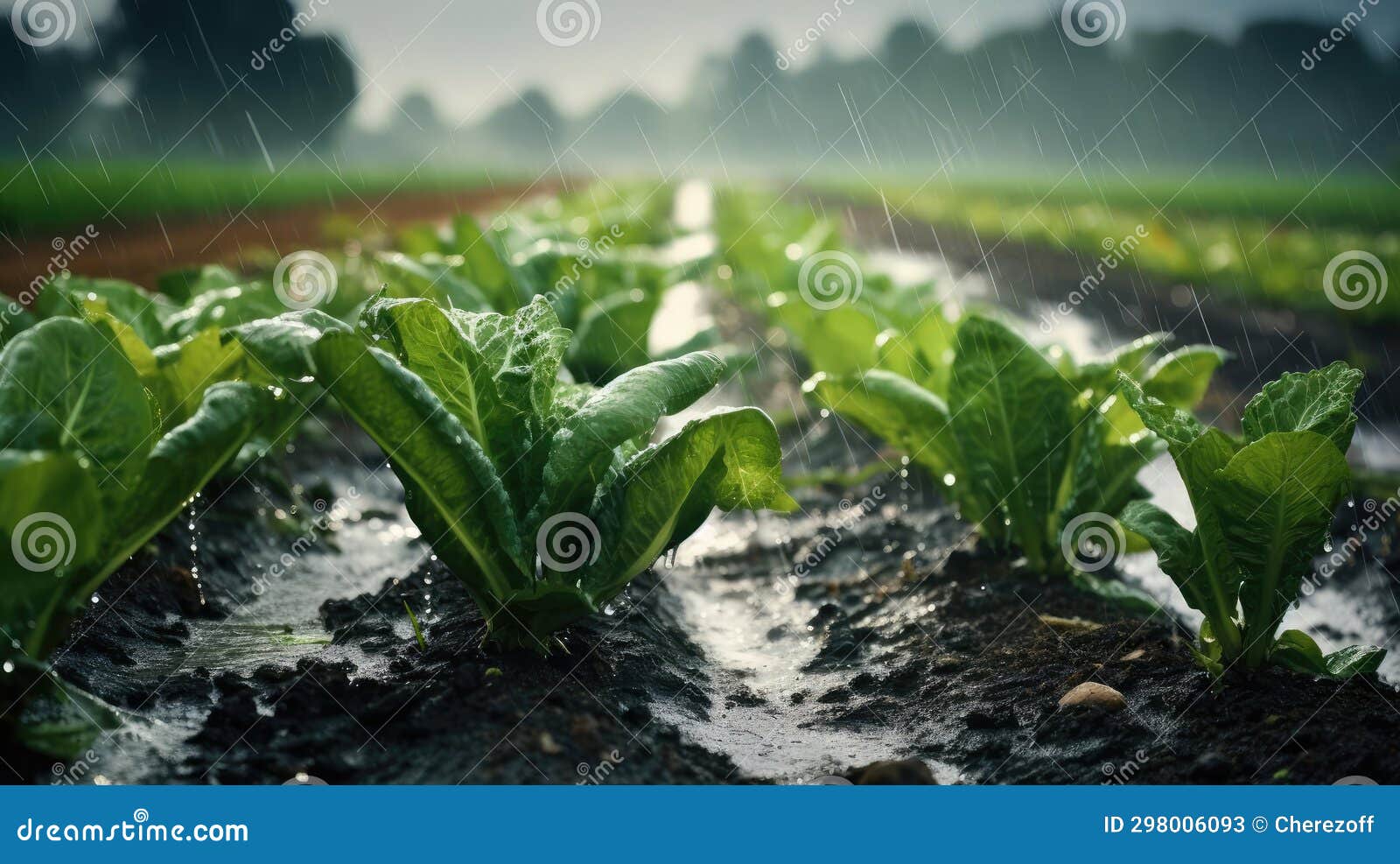 Rain Watering Plants in Farmer S Field Stock Image Image of botany