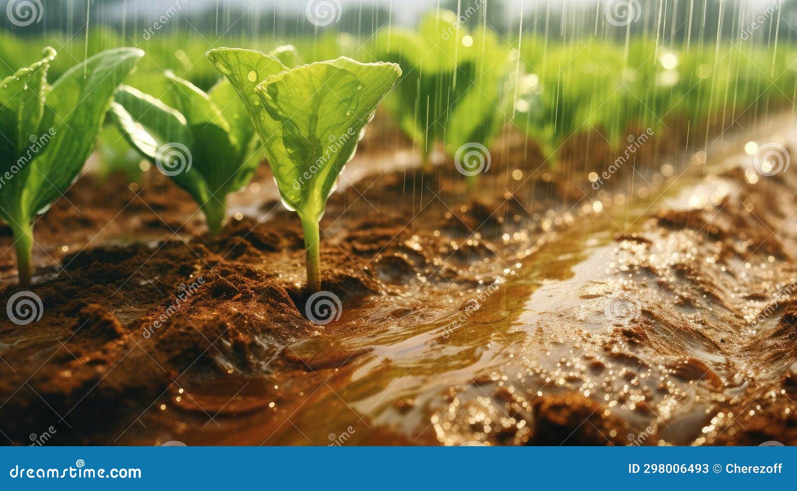 Rain Watering Plants in Farmer S Field Stock Image Image of cucumber