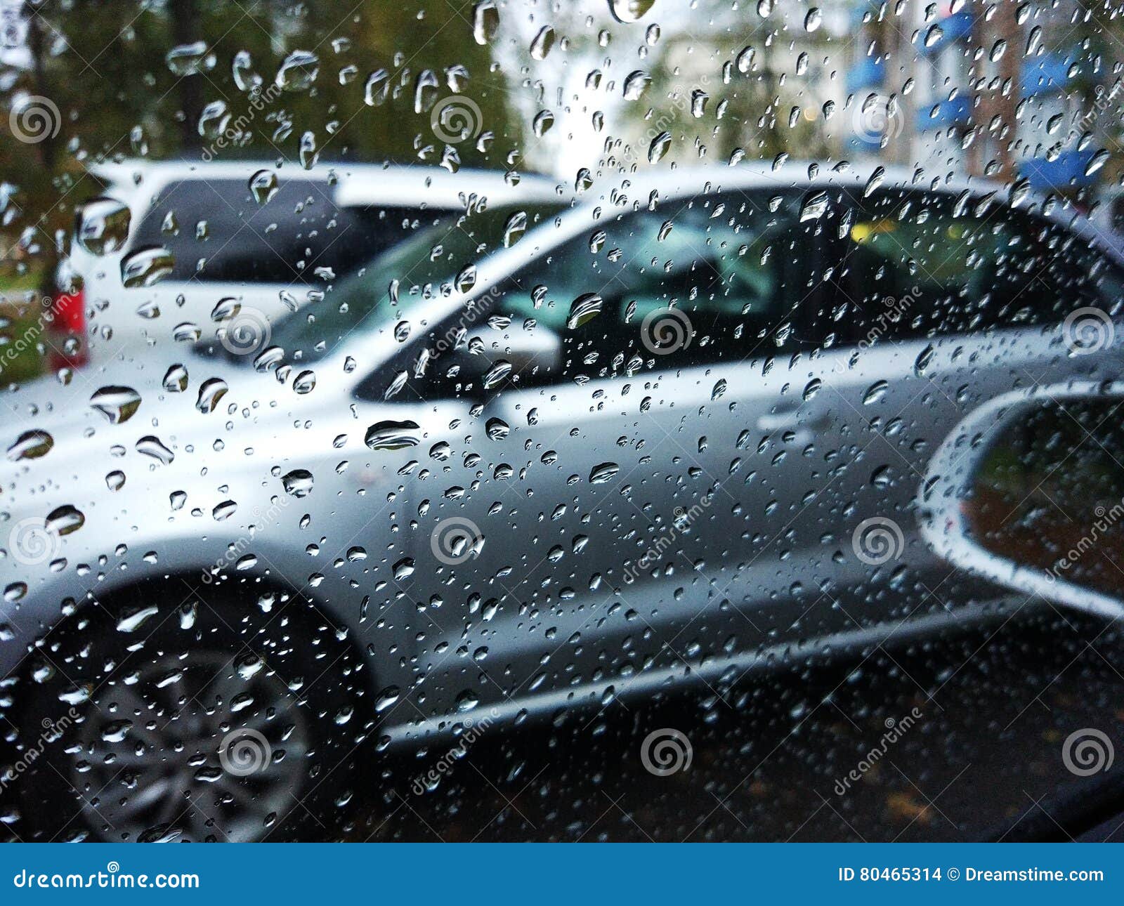 Rain on window car stock photo. Image of window, rain 80465314