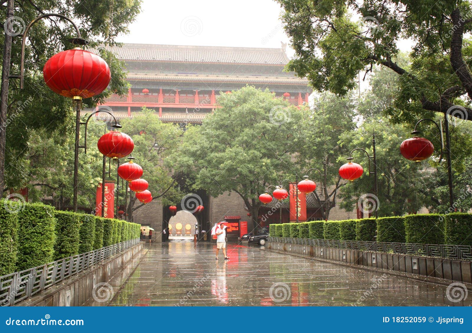 Rain in Xian, China editorial stock image. Image of tree 18252059