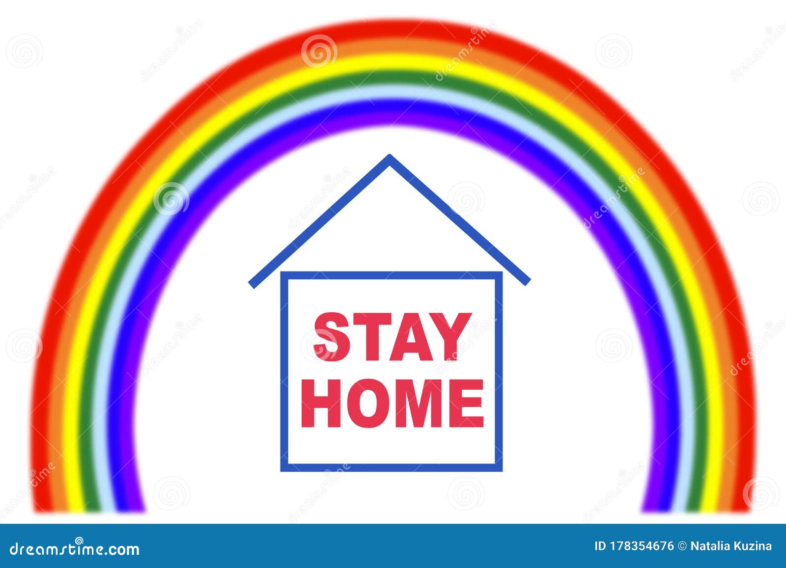 Rainbow Above House During Covid-19. Quarantine At Home. Stay At ...