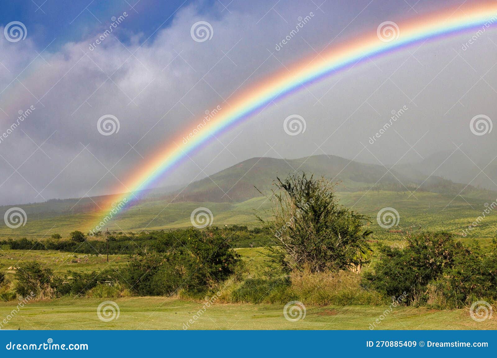 Rainbow Across the Fields of West Maui. Stock Image Image of
