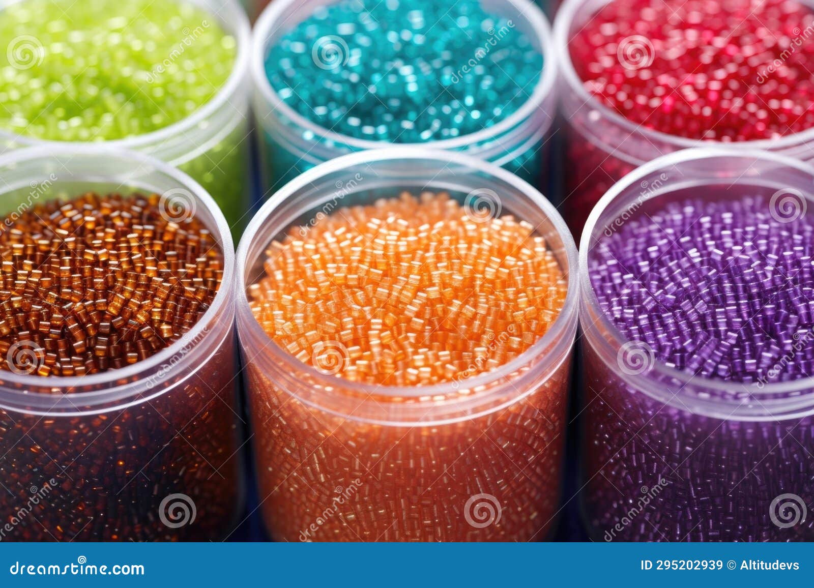 Rainbow Assortment of Seed Beads in Transparent Containers Stock Image Image of containers