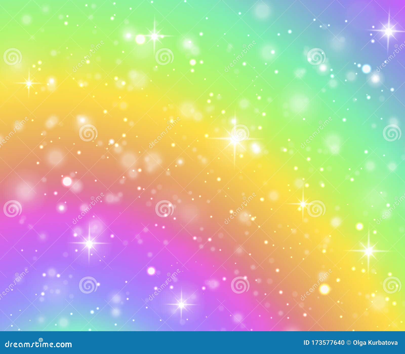 Rainbow Background. Fantasy Unicorn Galaxy, Fairy Stars in Pastel Sky and  Bokeh, Iridescent Hologram Texture with Stock Vector - Illustration of  bright, gradient: 173577640