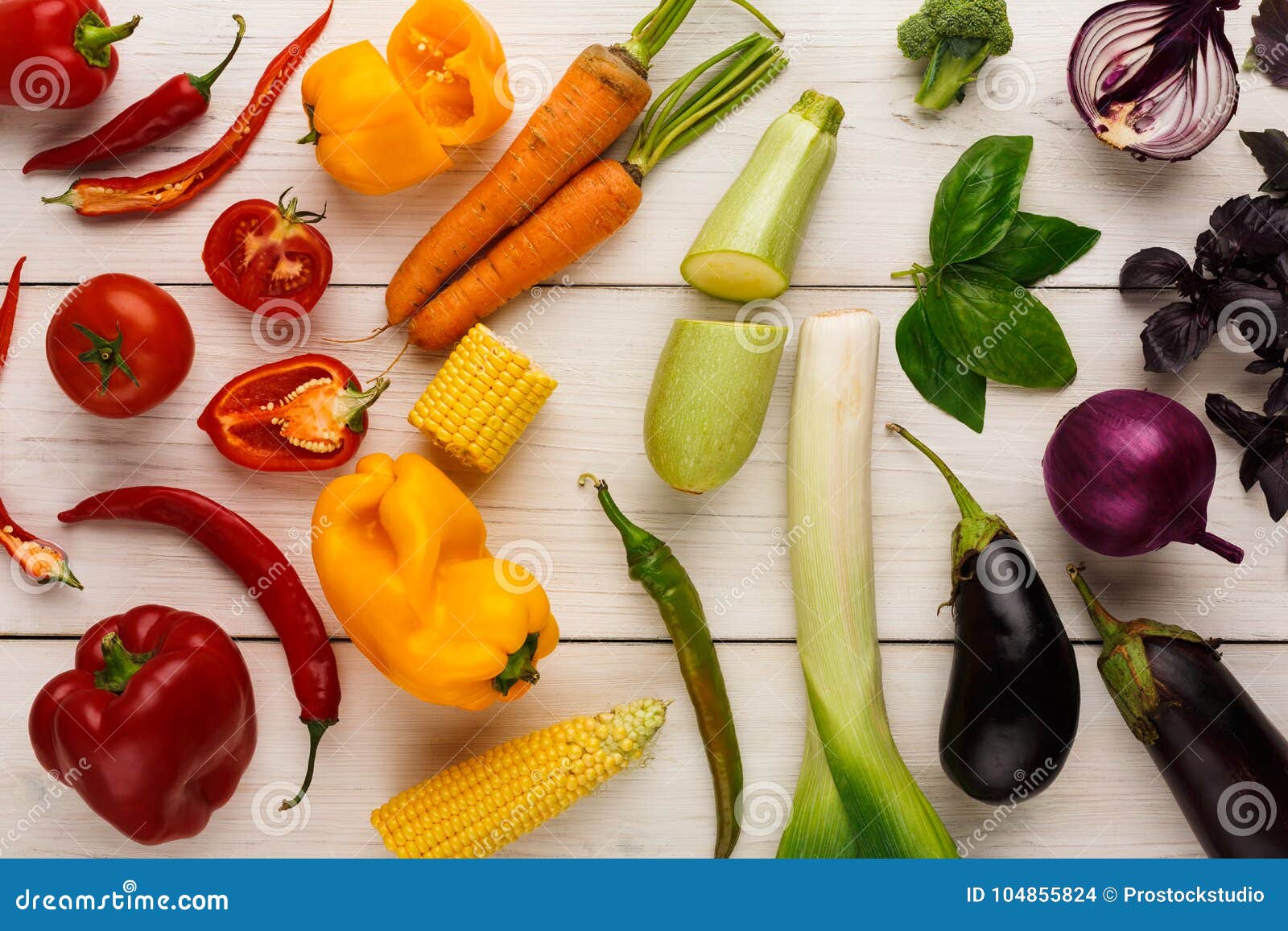 Rainbow Background with Lots of Colorful Vegetables Stock Photo - Image ...