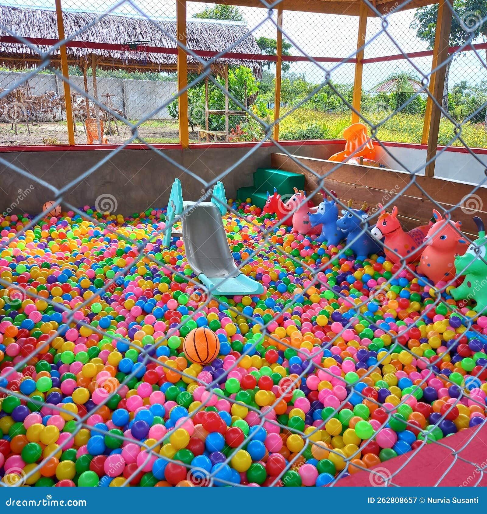 Rainbow Ball Bath Children Play Area Stock Image Image of green, pink