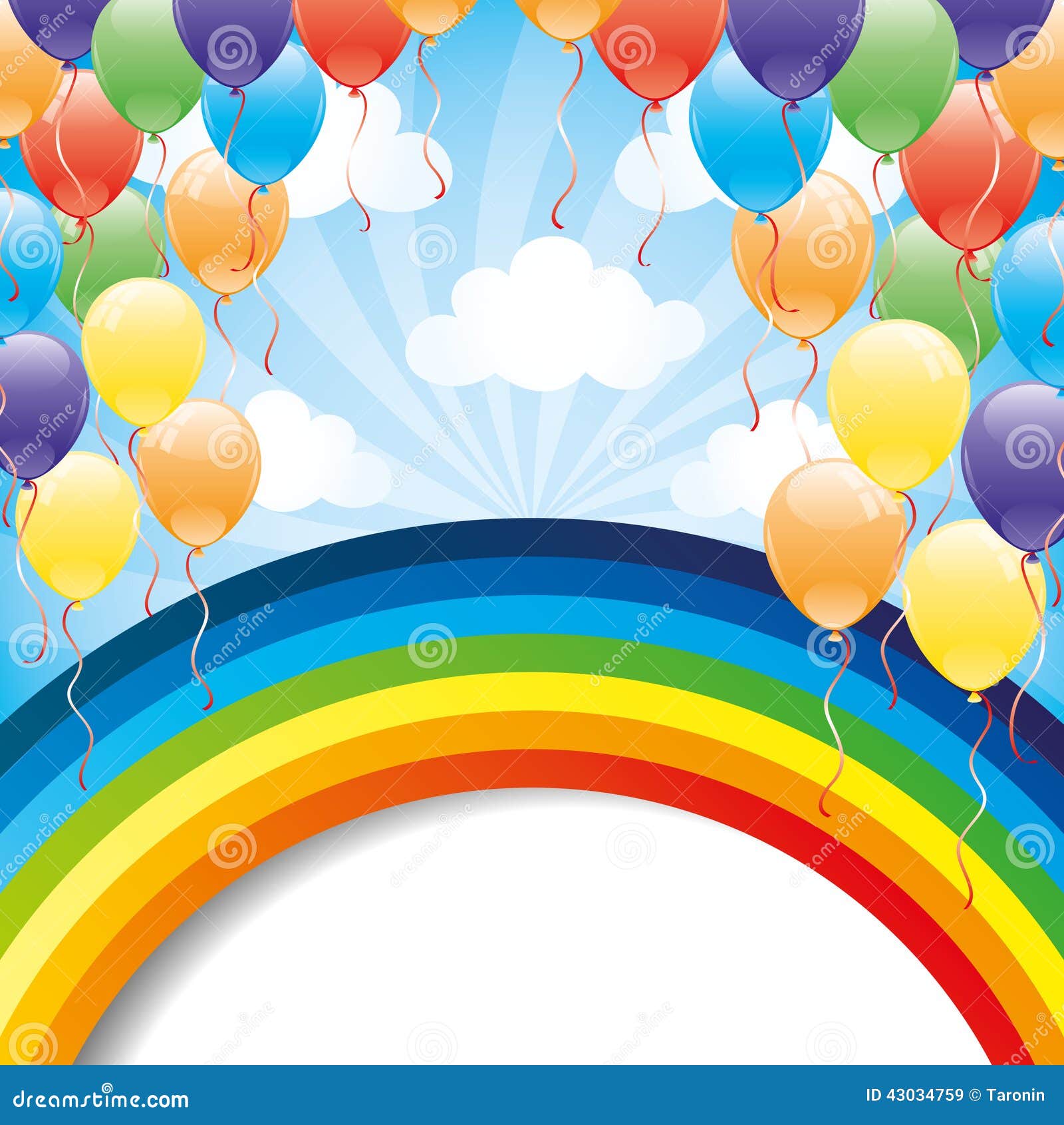 Rainbow and balloons. stock vector. Illustration of drawing 43034759