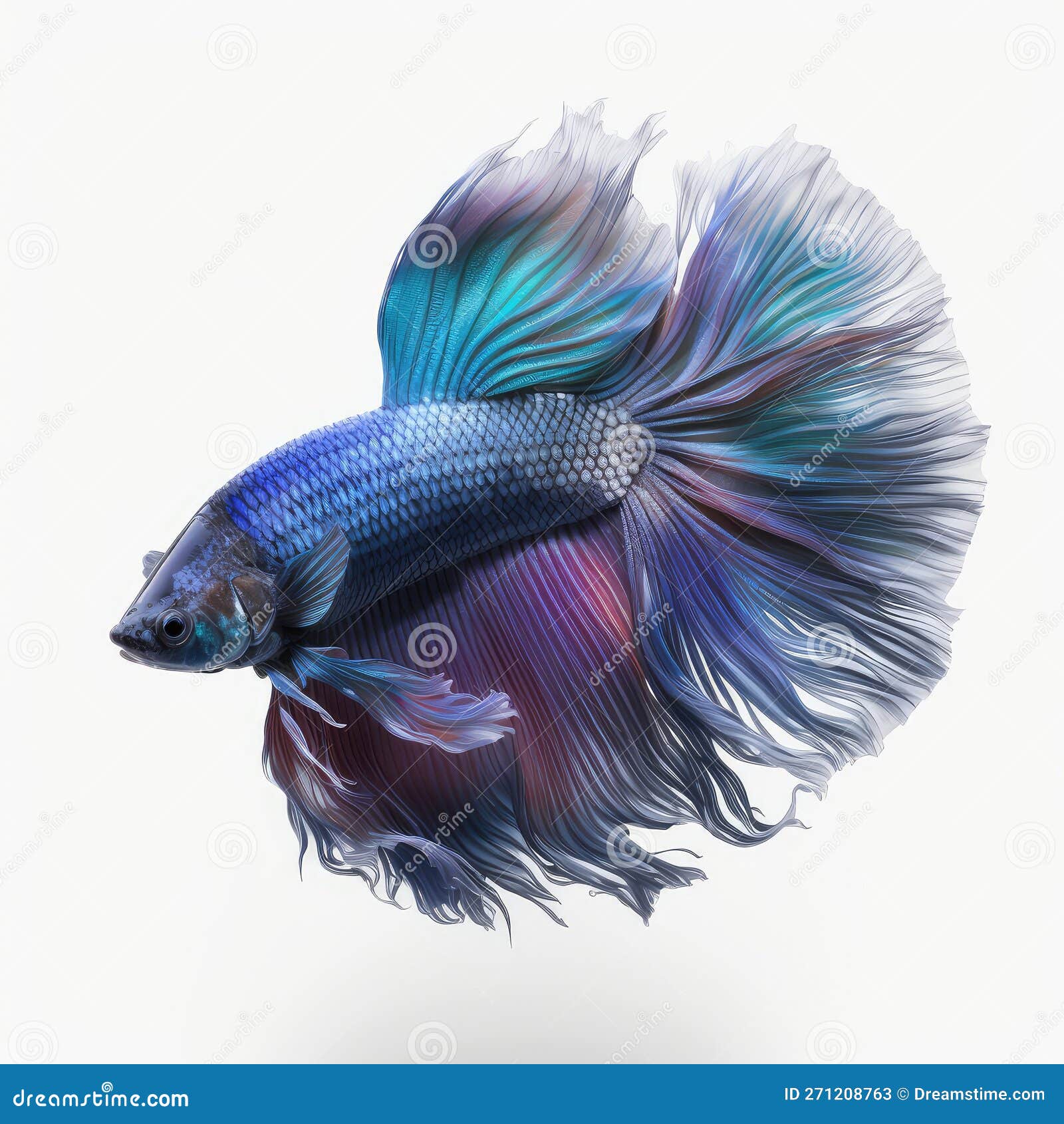 Rainbow Betta Fish. Isolated on White Background. Stock Illustration -  Illustration of elegant, incorporating: 271208763