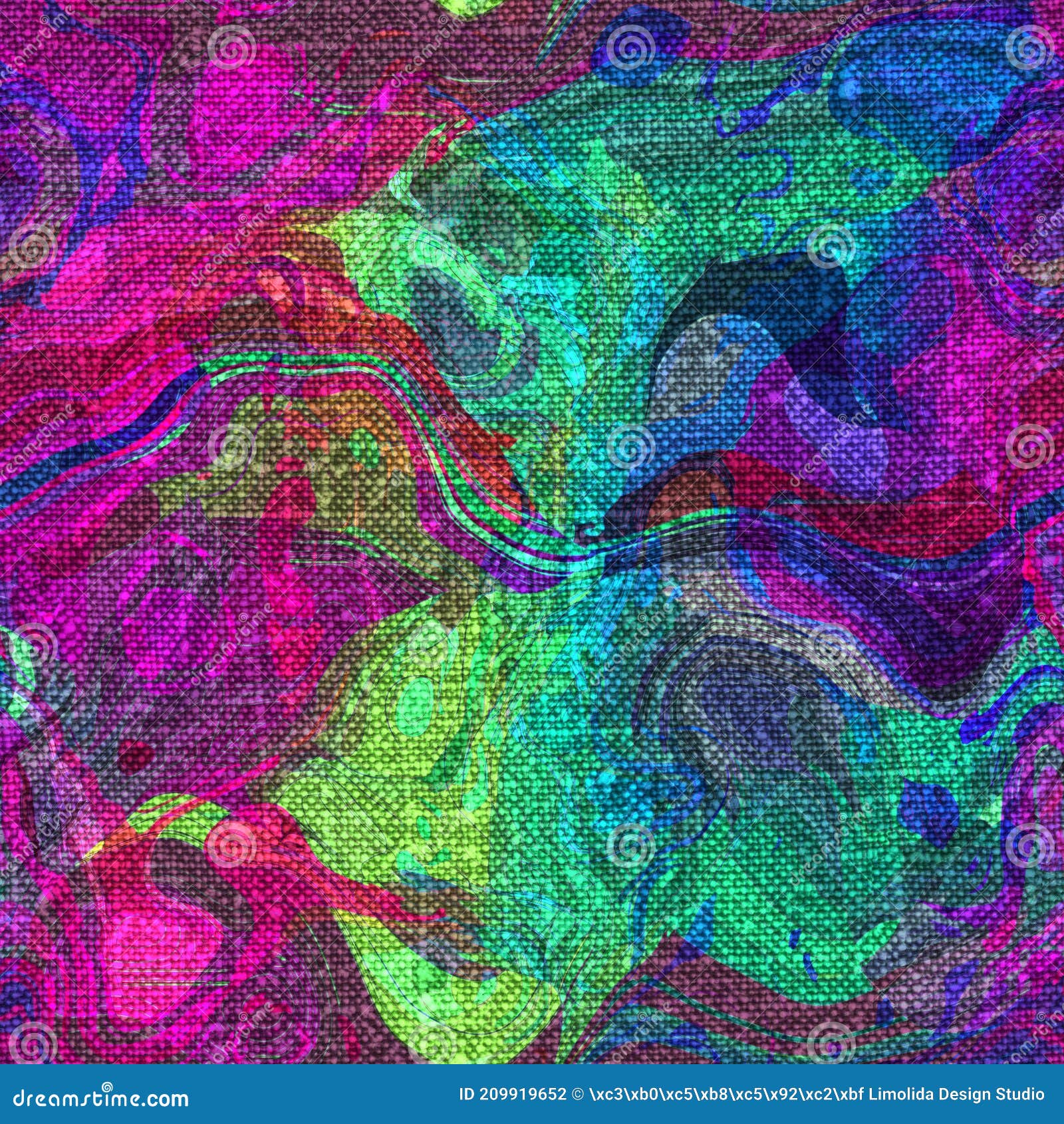 Rainbow Boho Tie Dye Mottled Linen Texture Background. Seamless